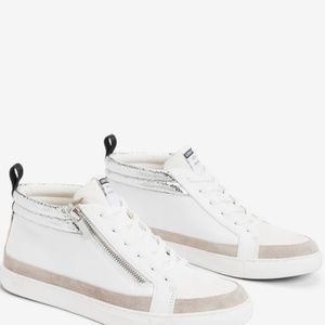 White mid top sneakers